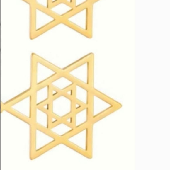 Star of David Dangle Earrings Gold over Stainless Steel Double Hexagram NEW - Picture 6 of 8